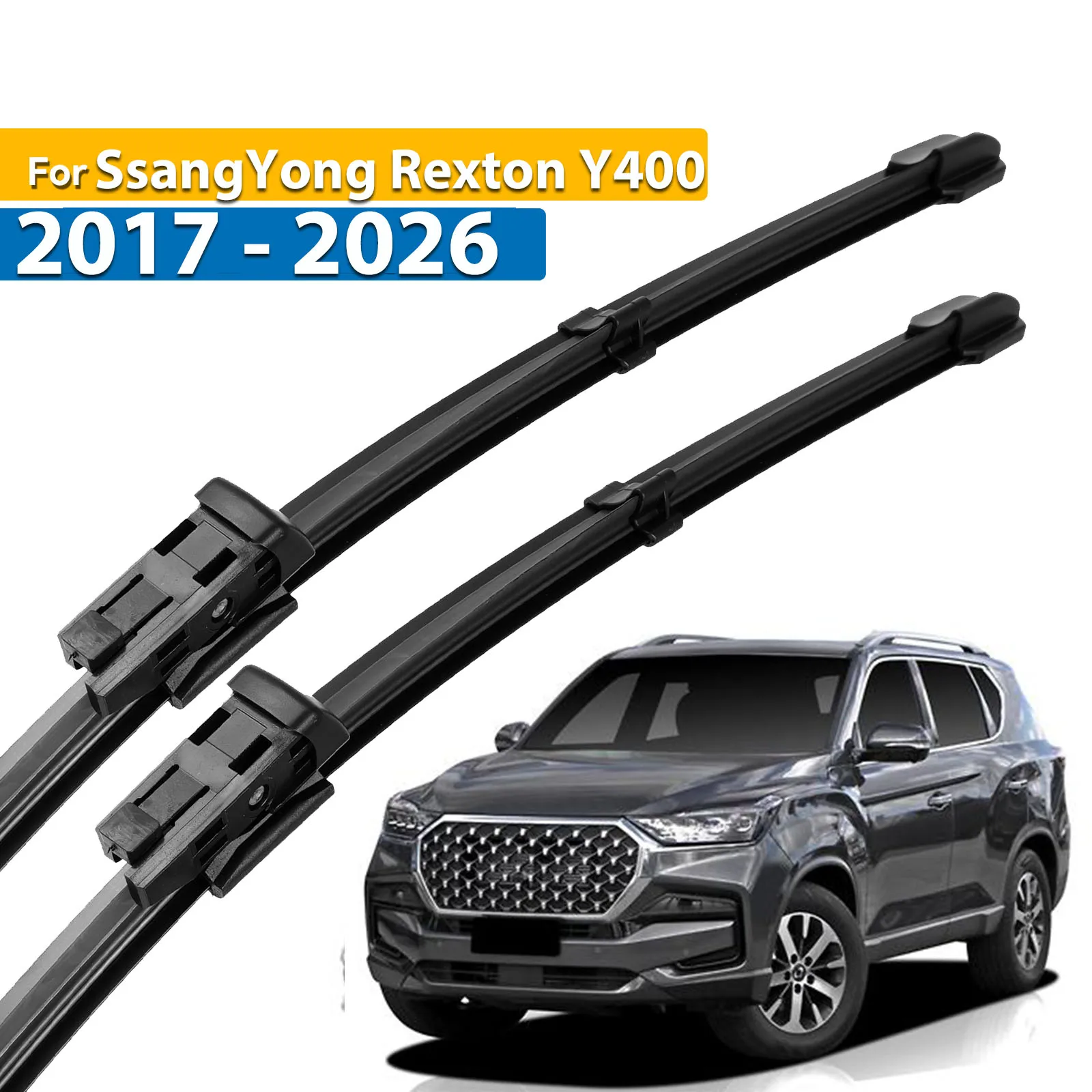 شفرات ممسحة أمامية من Erick LHD لسيارة SsangYong Rexton Y400 2018 - 2026 للزجاج الأمامي ونافذة المطر للسيارة 26 بوصة + 20 بوصة