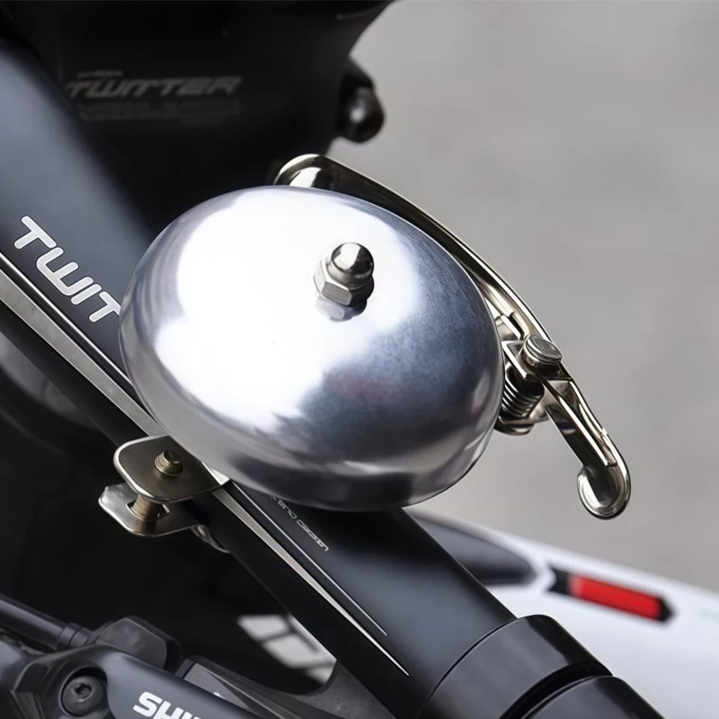 Classic Silver Vintage Bicycle Bell- Loud Retro Ring with Steel Strap for Road, Mountain, City Bike