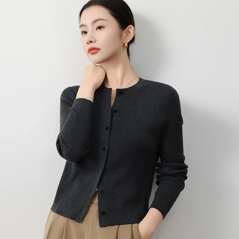 

Pop O-neck Cardigan Sweater Women Spring Knitted Clothing Female Long Sleeve Tops Knitwears Autumn Fashion Basics Sweater Qualit