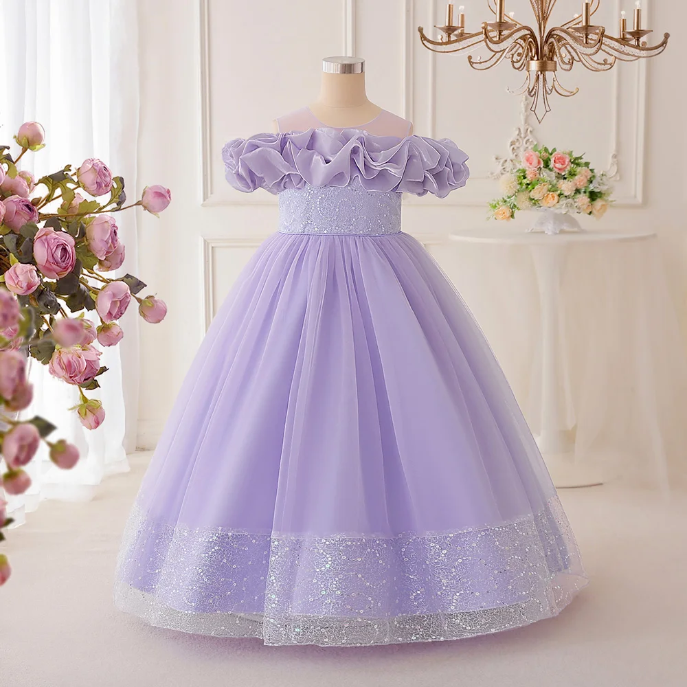 

Пышное платье принцессы с вышивкой для девочек, свадебное, для дня рождения, выступлений на фортепиано