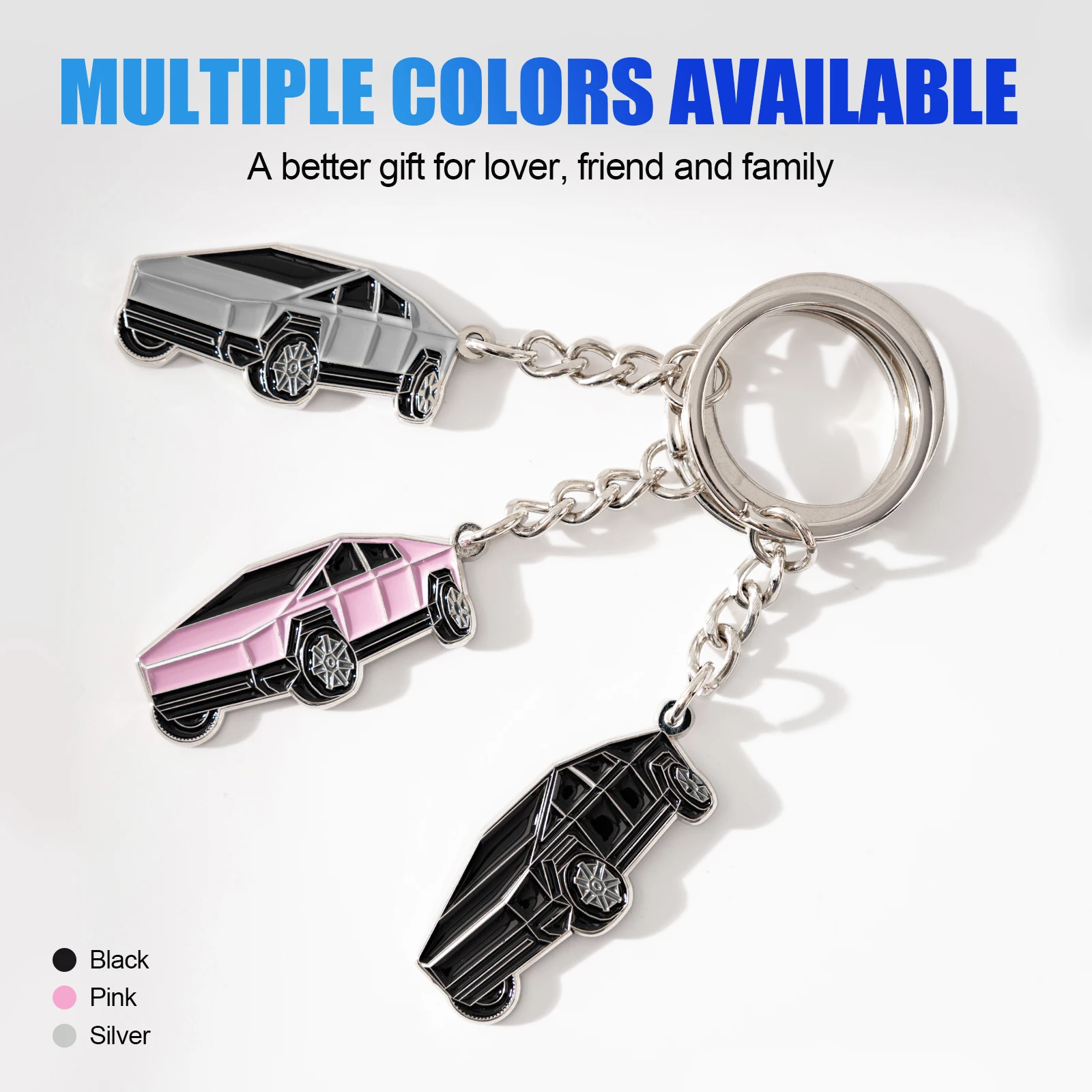 Car Key Chain for Cyber Truck, Metal Cool Key Chain Fob Cover Car Mods Keychain for Men Women Accessory with Key Ring