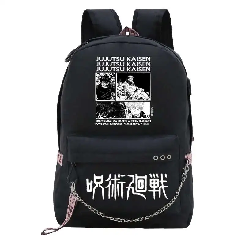 Anime Itadori Yuji Jujutsu Kaisen Backpack Purse for Women Preppy School Backpack Usb Charging Girls Anime School Backpack Bag