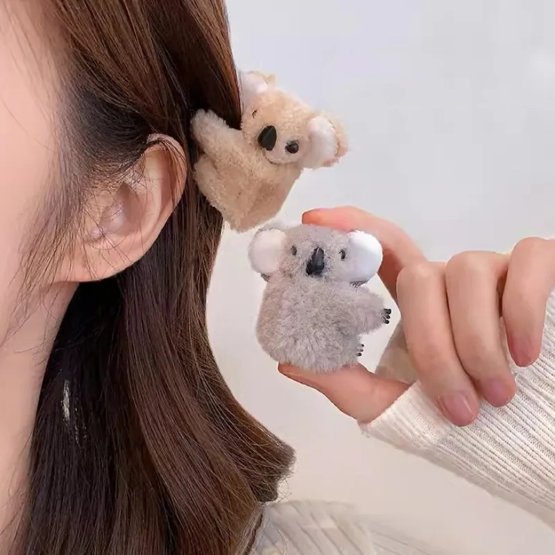 Creative Plush Koala Hairpins Barrettes Cartoon Koala Hair Claw Side Bangs Clip Women Girls Cute Hair Clips Accessories