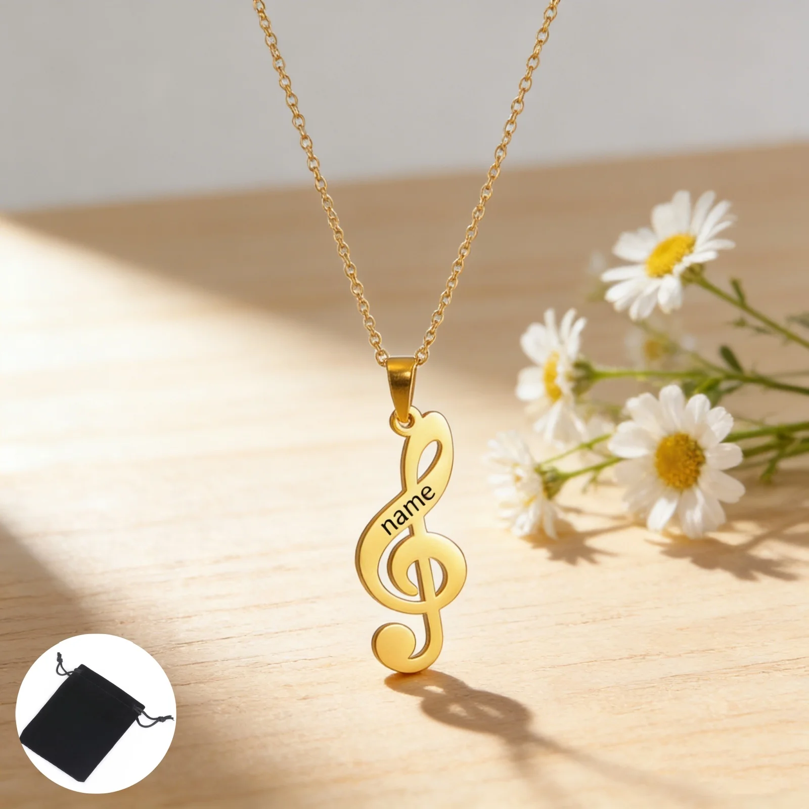 Personalisierte Namens-Text-Notiz-Halskette aus hochfarbenem Edelstahl, personalisierte, einfache, einzigartige Notiz-Halskette, Musik-Enthusiasten-Schmuck