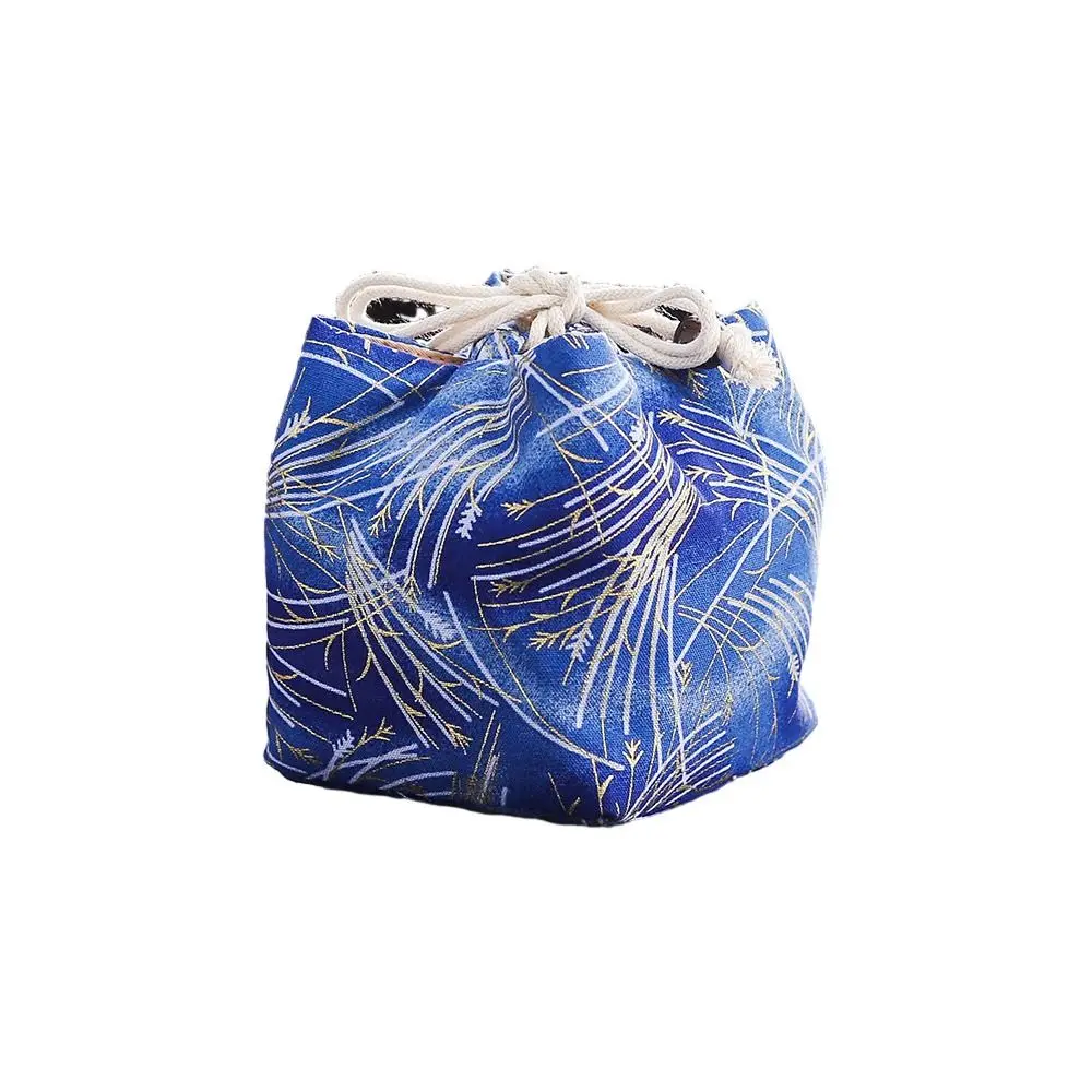 Elegant Canvas Flower Drawstring Bag Dragon Cloud Chinese Style Handbag Korean Style Bird Square Flower Wrist Bag Daily