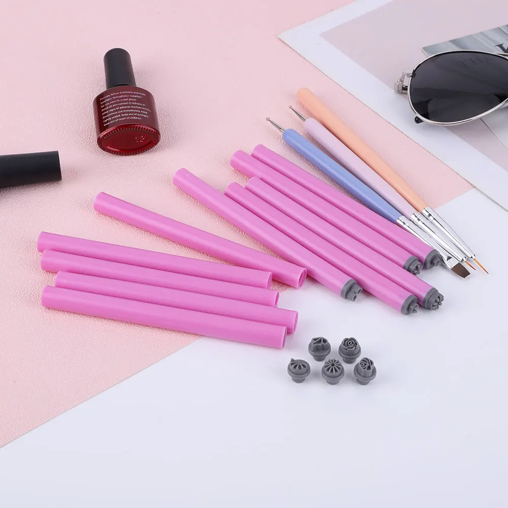 Neue Nail art Stempel Stift Set Floral Schmetterling Muster Nagel Graffiti Stift Blume Malerei Zeichnung Nagel Pinsel Stempel Stift Maniküre Werkzeug