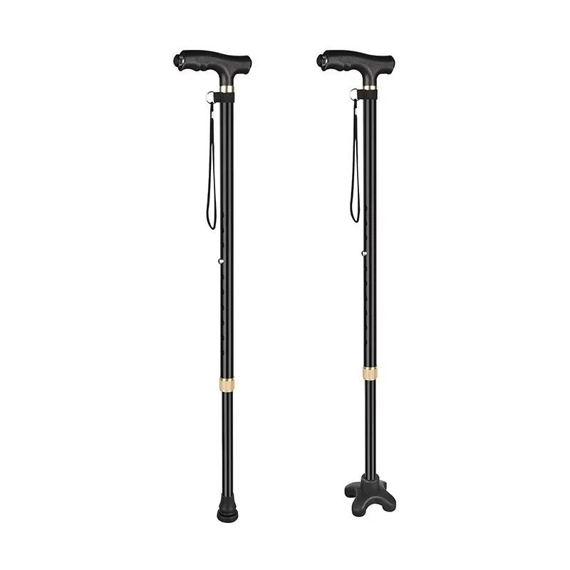 Aluminum Alloy 4 Leg Walking Stick Retractable Height Elderly Support Lightweight for Seniors Stability
