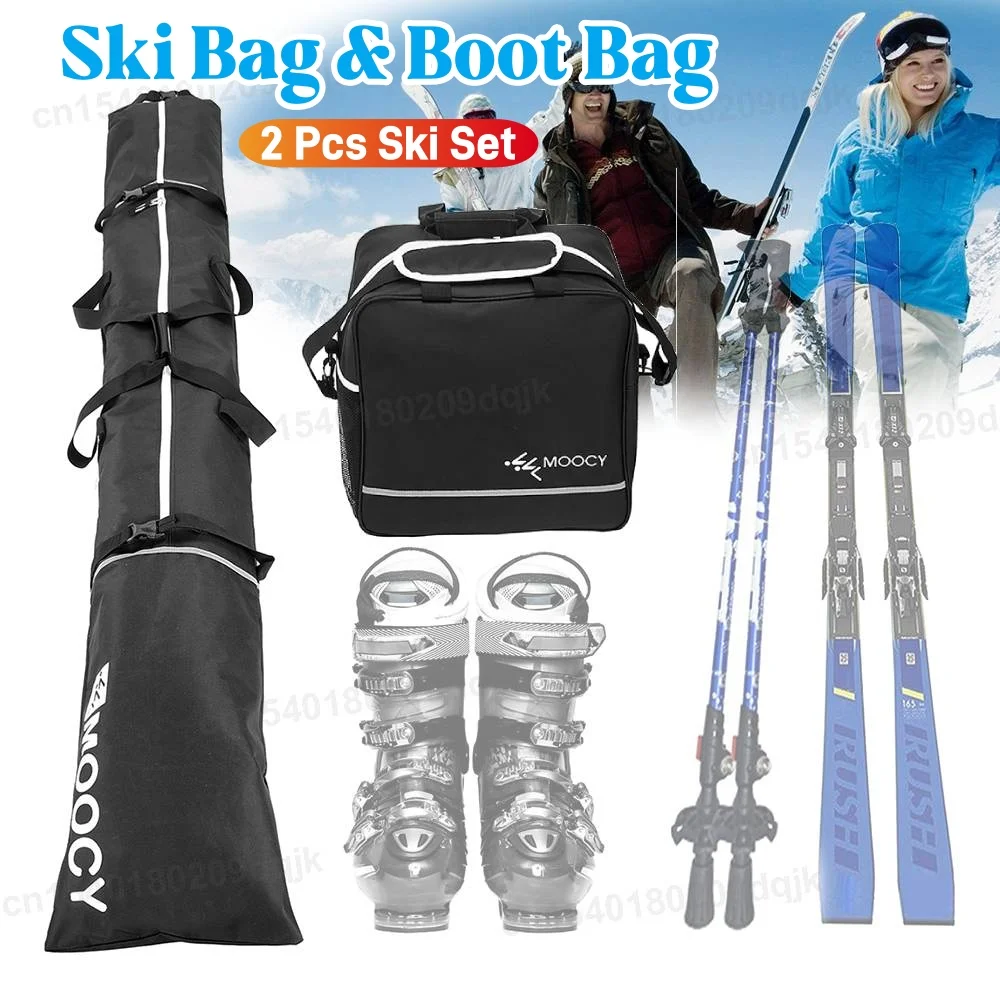 

2 Piece Ski Bag & Boot Bag Padded Waterproof Skis Storage Bag for Travel Fit Skis Up to 200 cm and Boots Up to US Size 13