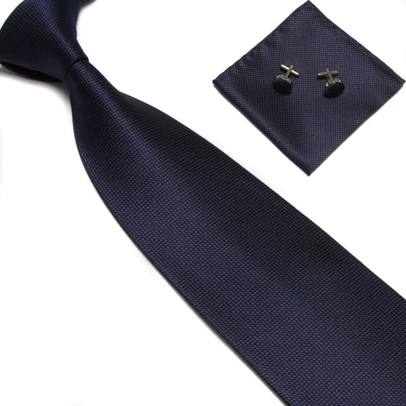 Woven Silk Necktie HandMade Mens Tie Cufflinks and Handkerchief Set Hanky Gift