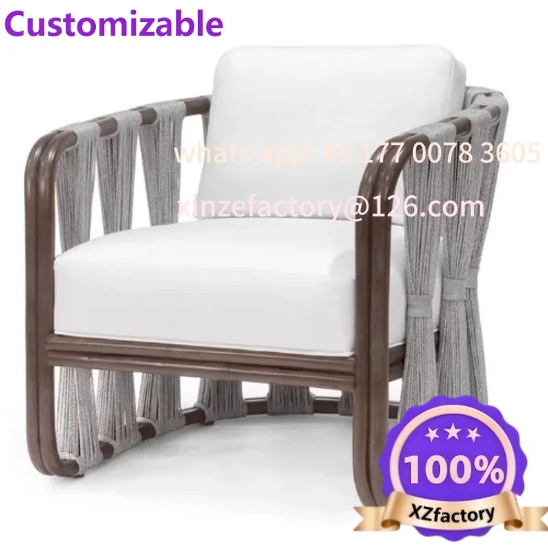 Customizable single person rattan chair, villa model room sofa chairOutdoor sofa, homestay, garden balcony