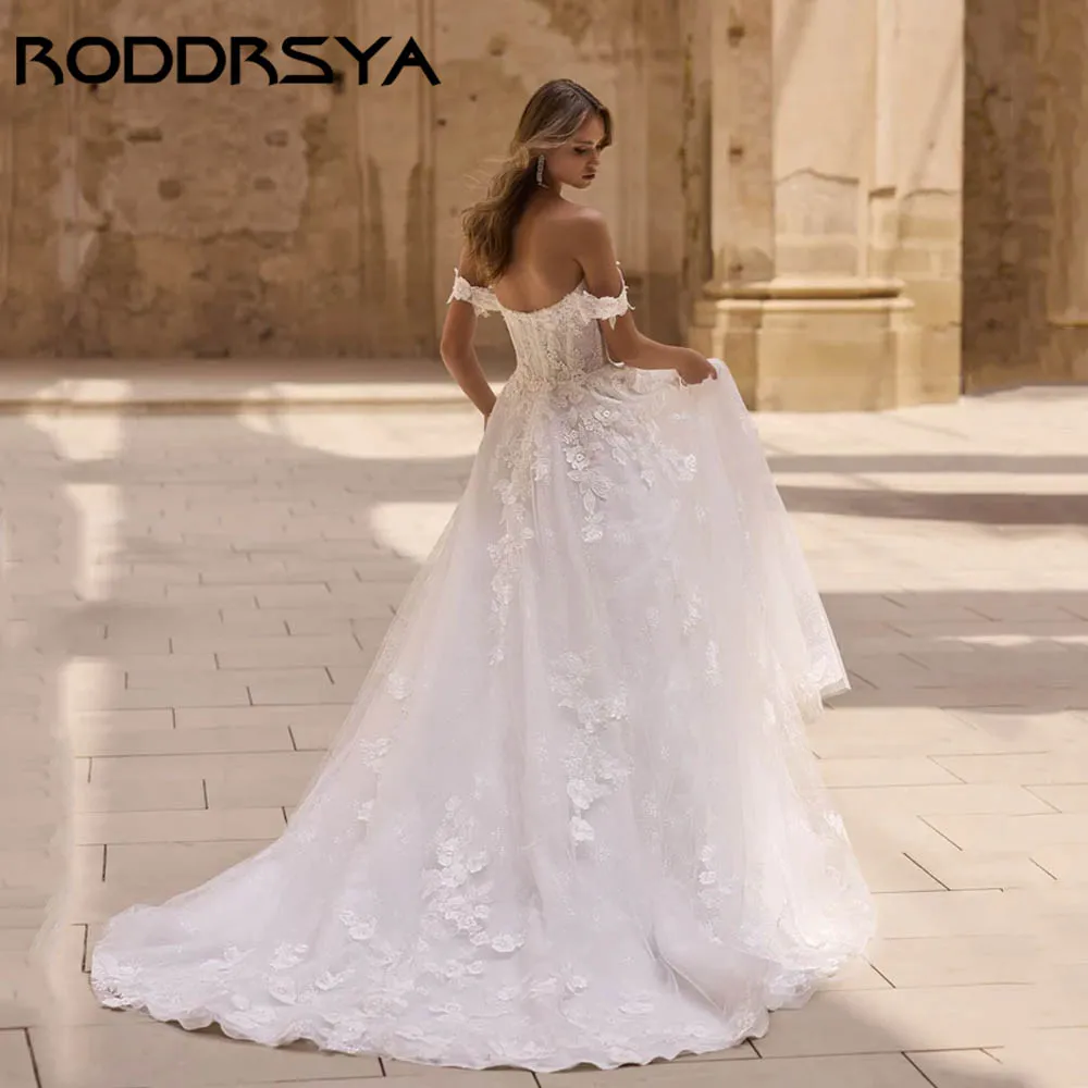 

RODDRSY Off Shoulder Chic Wedding Dresses Sweetheart A-line Appliques Bridal Gowns Backless Luxury vestidos de novia Customized