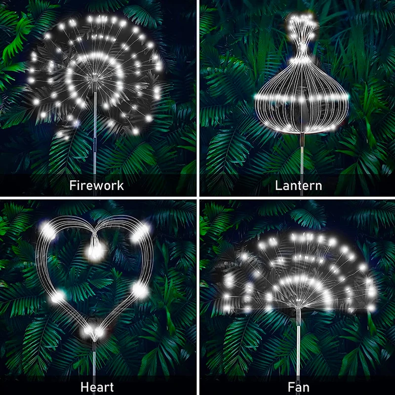 LED Firework Solar Fairy Light Waterproof Outdoor Garden Pathway Light Christmas Patio Balcony Yard Solar Lawn Stake Lamp