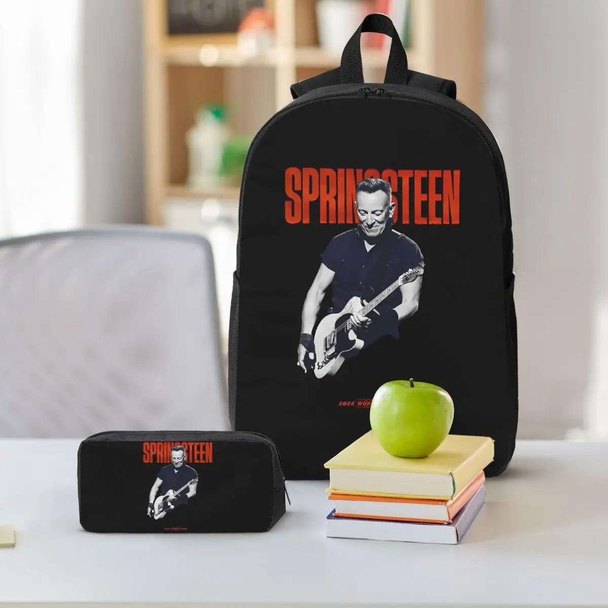 Bruce Springsteen Backpack Boys Girls BookBag School Bag Shoulder Bags 3ps Insulated Lunch Bag Pencil Case