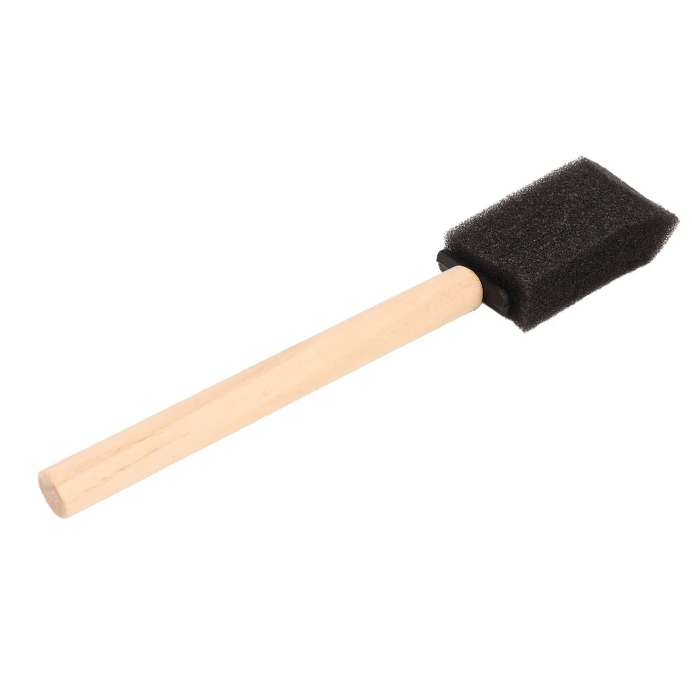 20Pcs Practical Wood Foam Paint Brush Length 15cm Black Brush Head Paint Sponge Brush Sponge Painting Set Home Use
