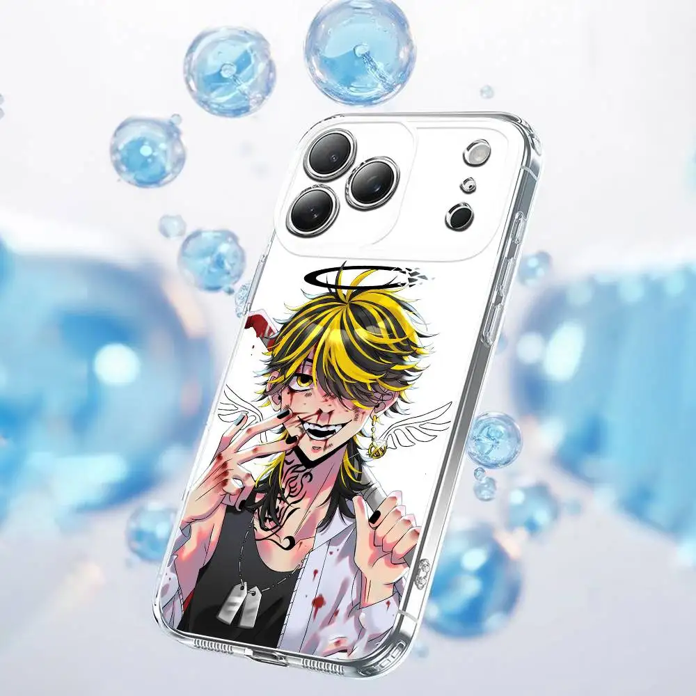 T-Tokyo r-revengers Kazutora Hanemiya coque de téléphone pour iPhone 15,16,11,14,13,17,12,Air,Mini,Plus,Pro,Max,Plus,E coque transparente