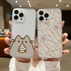 Cartoon Pusheen Cat Clear Case per Samsung A73 A72 A71 A53 A52 A51 A50 A42 A33 A32 A31 A30 A24 A23 A22 A13 A12 A11 A10 A05 5G