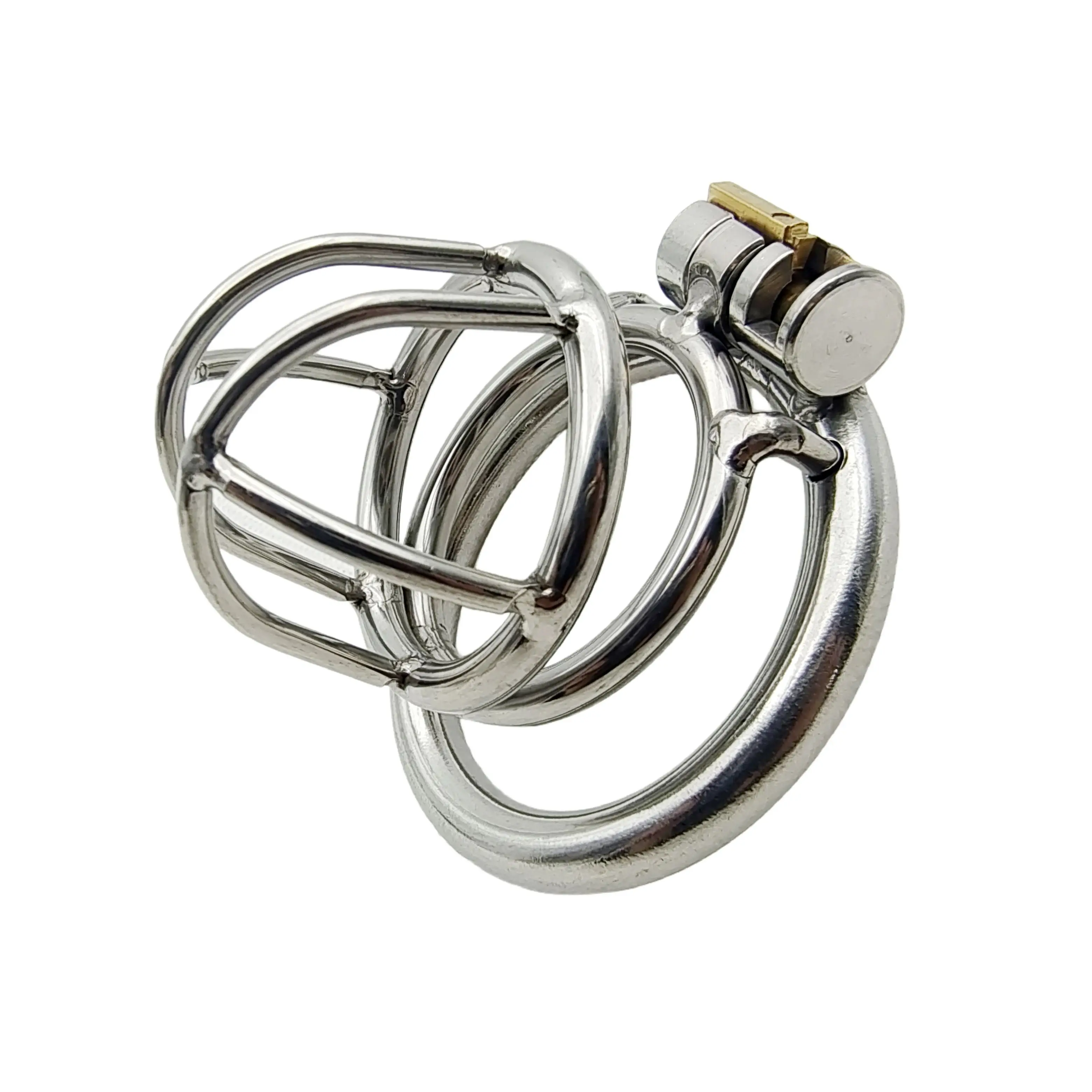 Stainless Steel Simulation Vagina Chastity Cage Penis Ring Male Chastity Belt Sexy Adult Toy for Men