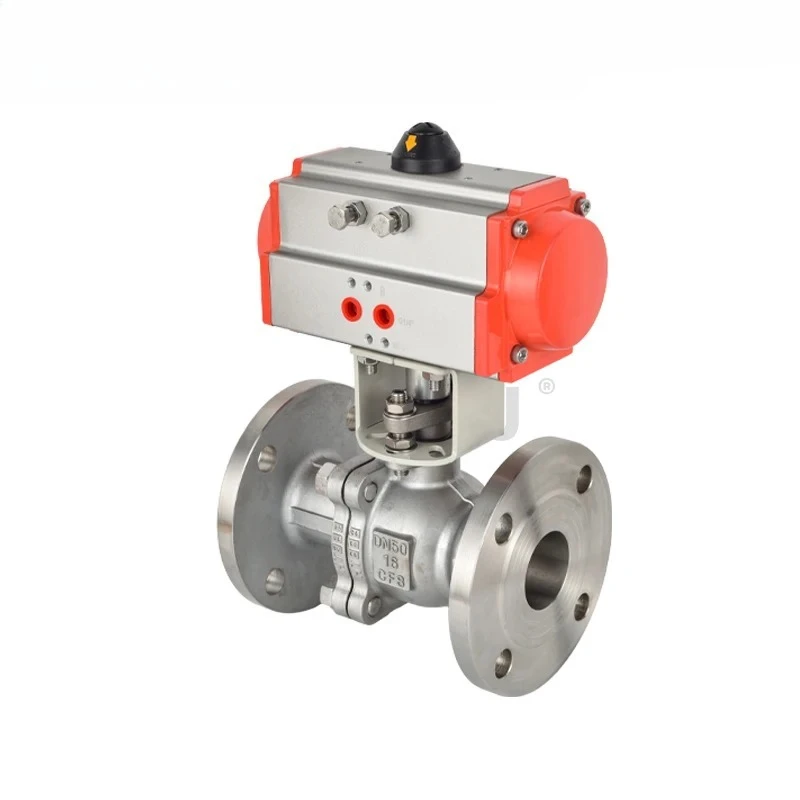

304 stainless steel pneumatic electric flange ball valve globe valve three-way straight DN50DN65DN80DN100 T model