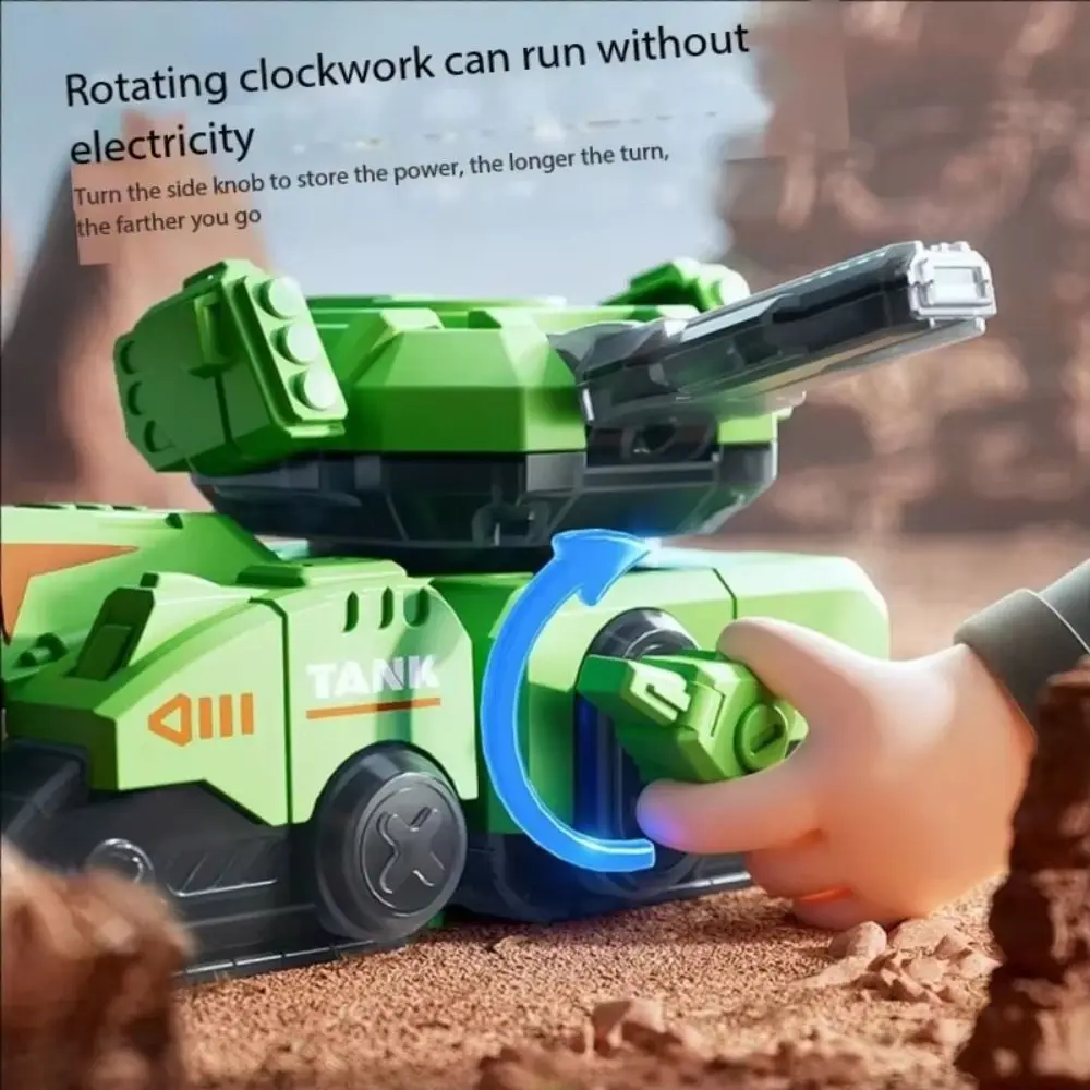 

Rotatable Clockwork Tank Car Model Education Simulation Tank Inertia Car Model Mother Child Tank Aircraft Tank Wind-up Toy