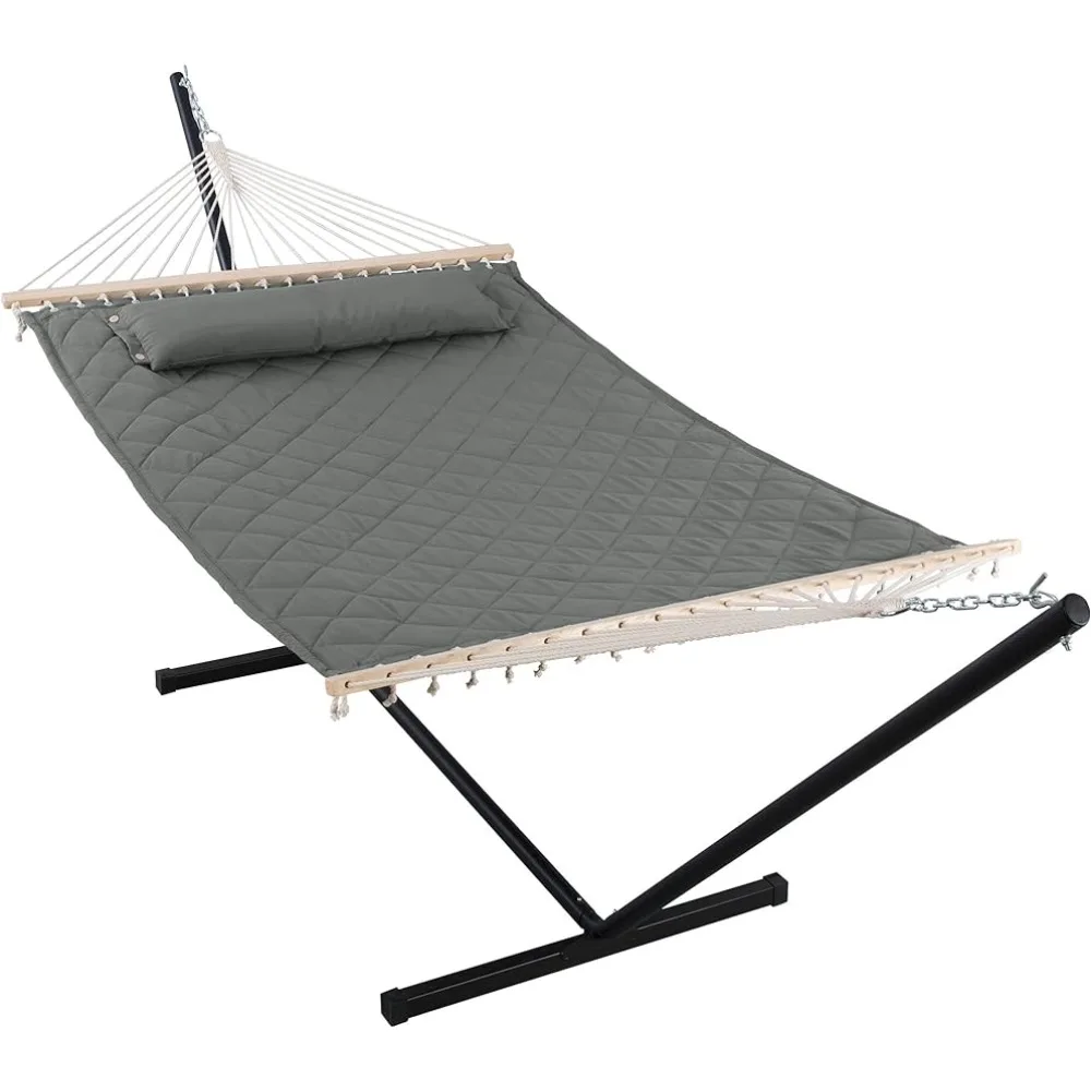 Camping Hammock Chair 450 LBS Weight Capacity Gray Hanging Chairs 2 Person Hammock With Stand for Outdoors Camping Tent Travel