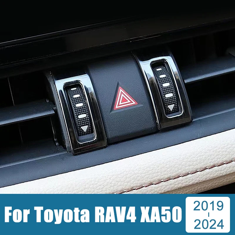 

For Toyota RAV4 XA50 Hybrid 2019-2022 2023 2024 Stainless Car Central Control Air Conditioning Vent Outlet Trim Cover Stickers