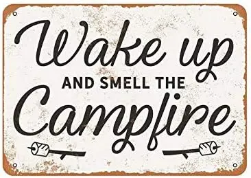 Wake Up and Smell The Campfire Vintage Beer Sign Home Decor Metal Tin Sign