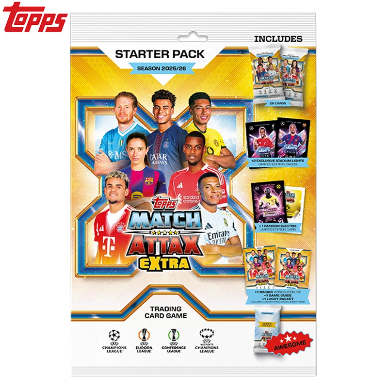 Nuevo Paquete Inicial Topps UCC Match Attax Extra 2026, Mega Multipack, Tarjeta Coleccionable Limitada con Firma de Neymar