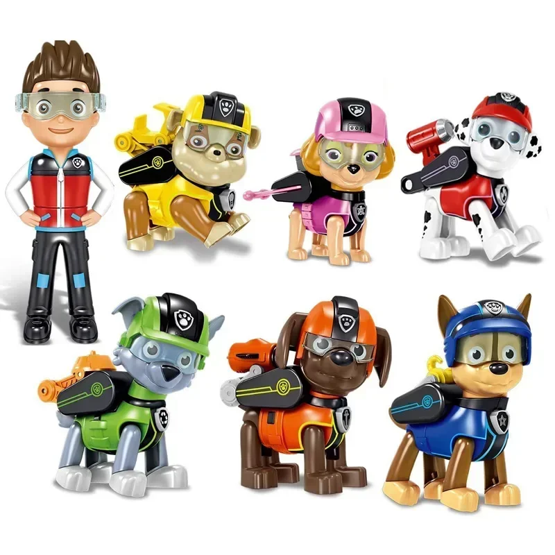 7Pcs/set Paw Ryder Dog Model Anime Character Patrulla Canina Ryder Chase Skye Marshall Action Figure Model Kid Toy Birthday Gift