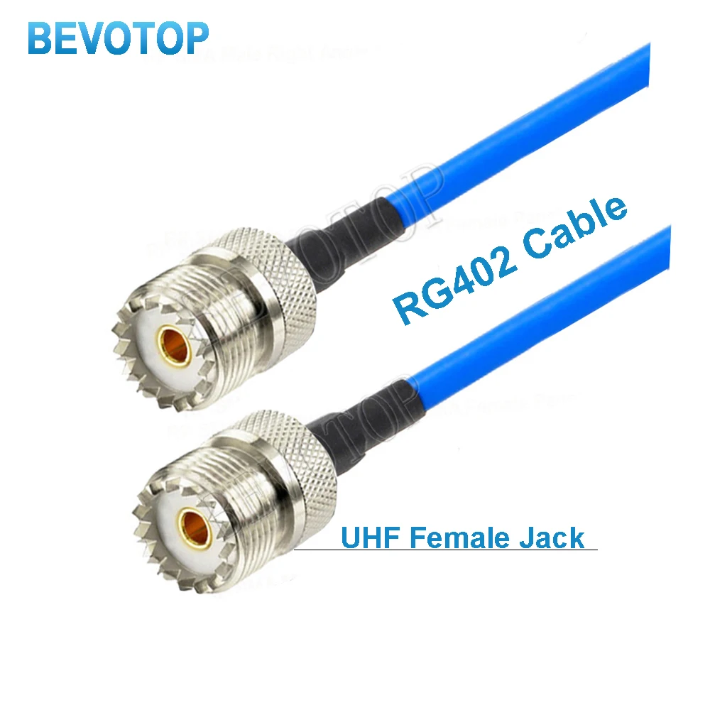 Blue UHF RG402 Coaxial Cable Female to Female 141 Length 50 Ohm Semi-Flexible RF Pigtail Extension Jumper