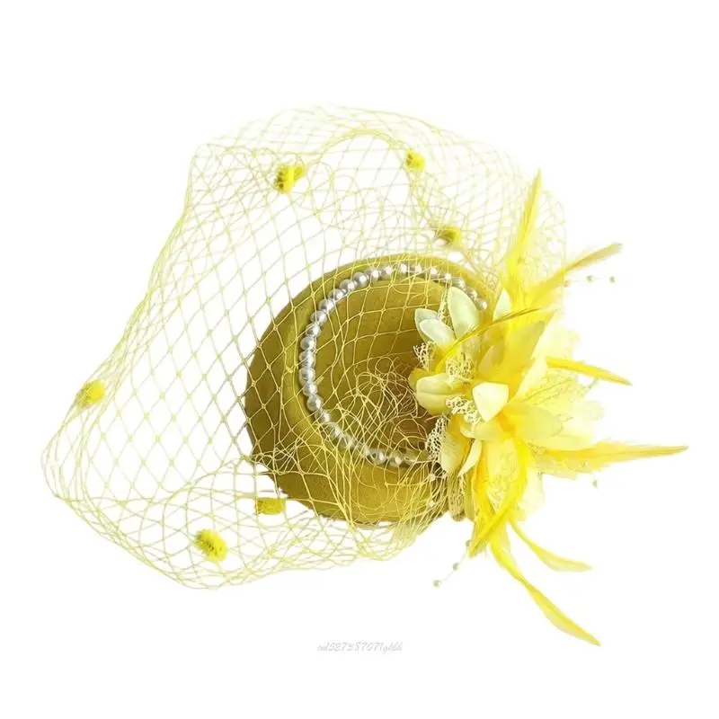 X5XA Wedding Fascinator Headwear for Brides with Mesh Net Accent Mini Hat for Tea Party Styling Looks Today