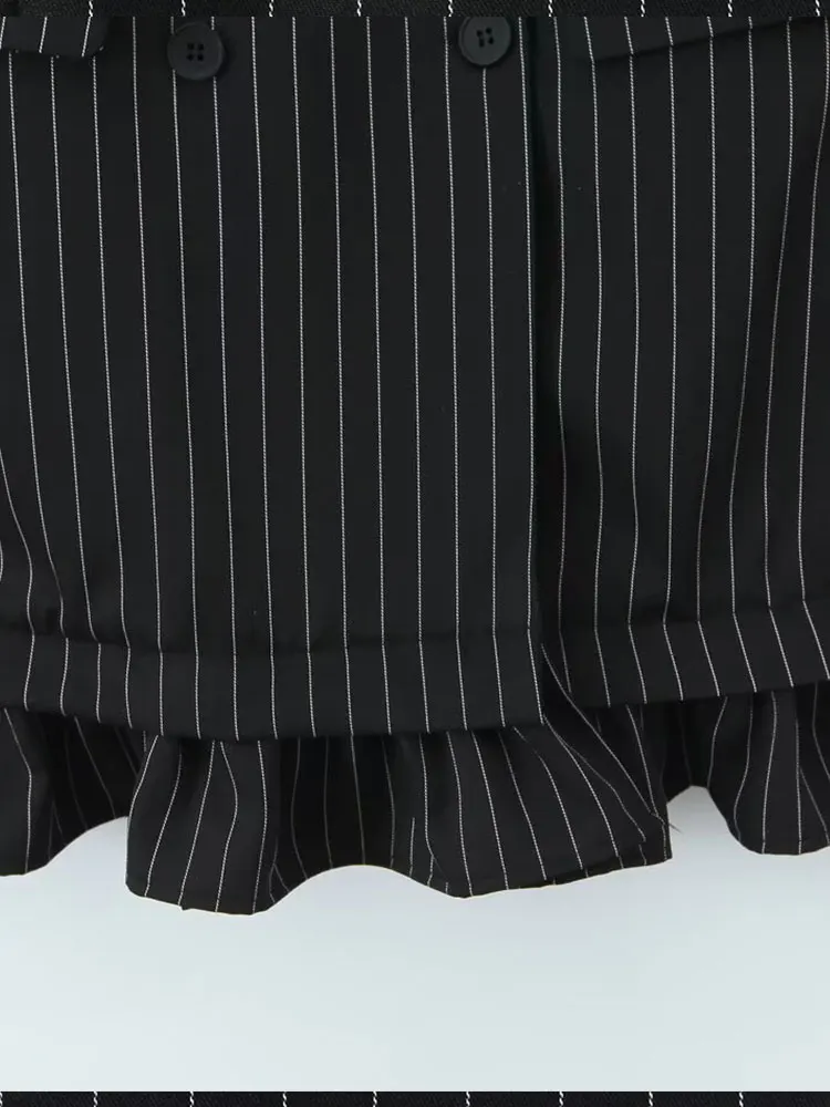 Nlzgmsj 2025 moda listrado em camadas vestidos curtos para mulheres manga longa blazer mini vestido mulher chique elegante escritório senhora vestido