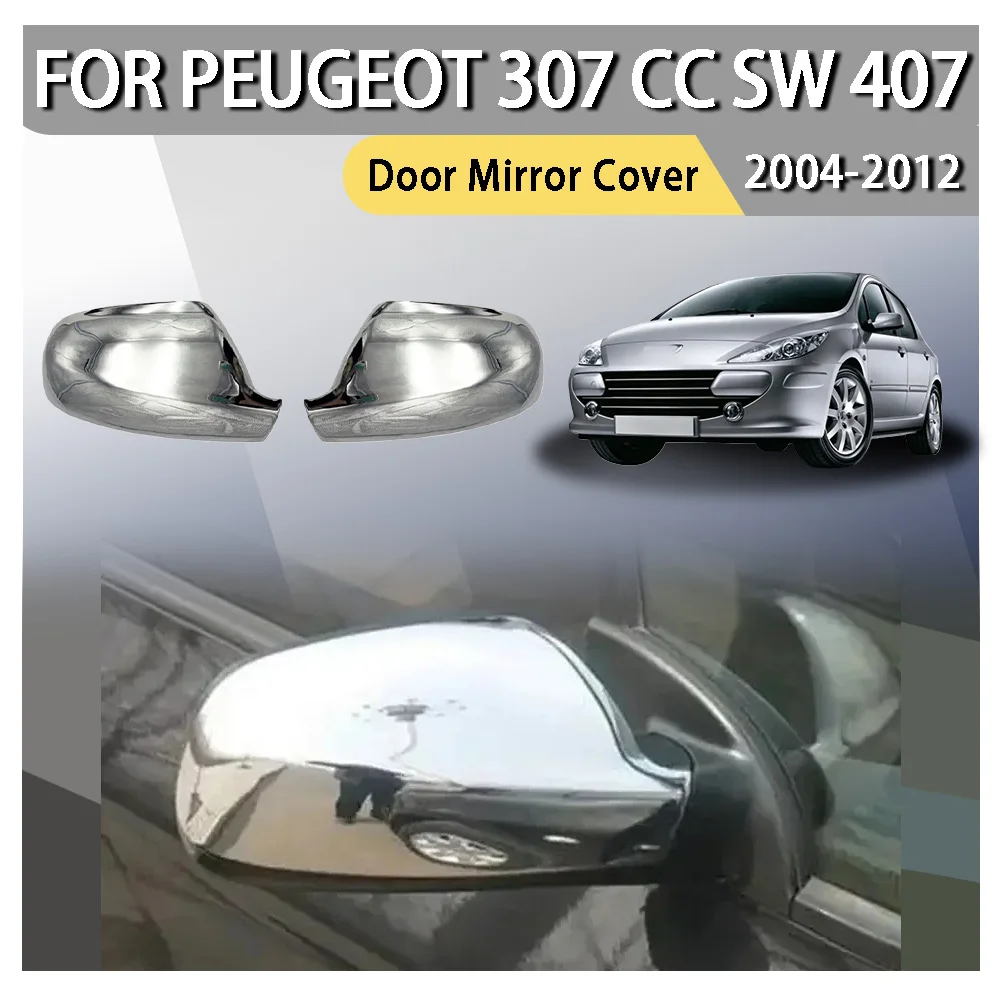 Car Rearview Side Mirror Cover For Peugeot 307 CC SW 407 2004-2012 Wing Cap Exterior Sticker Door Rear View Case Trim Carbon