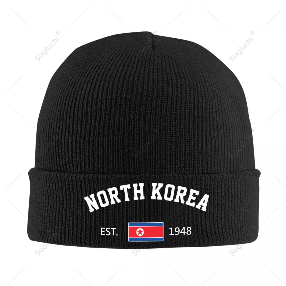 Knitted Hat Unisex North Korea EST.1948 Independence Day For Men Women Boys Winter Autumn Beanie Cap Warm Bonnet