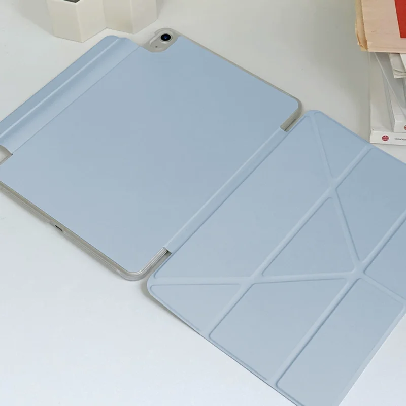 Transparent Corner Case for iPad Air 4/5/6/7 - Magnetic Buckle, Lens Guard, Scratch/Drop Resistant, Y-Fold, Auto Wake/Sleep
