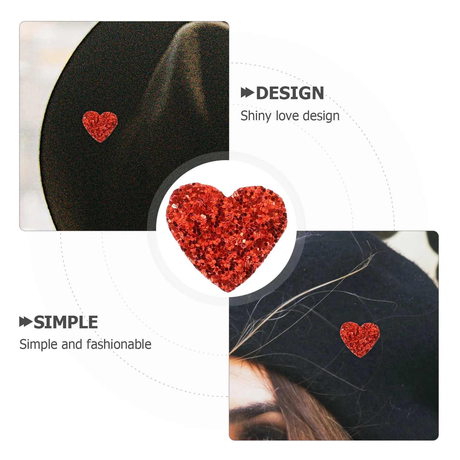 

200 Pcs Sequin Small Heart Hearts Decorative Patches DIY Supplies Sequins for Crafts Applique Vintage