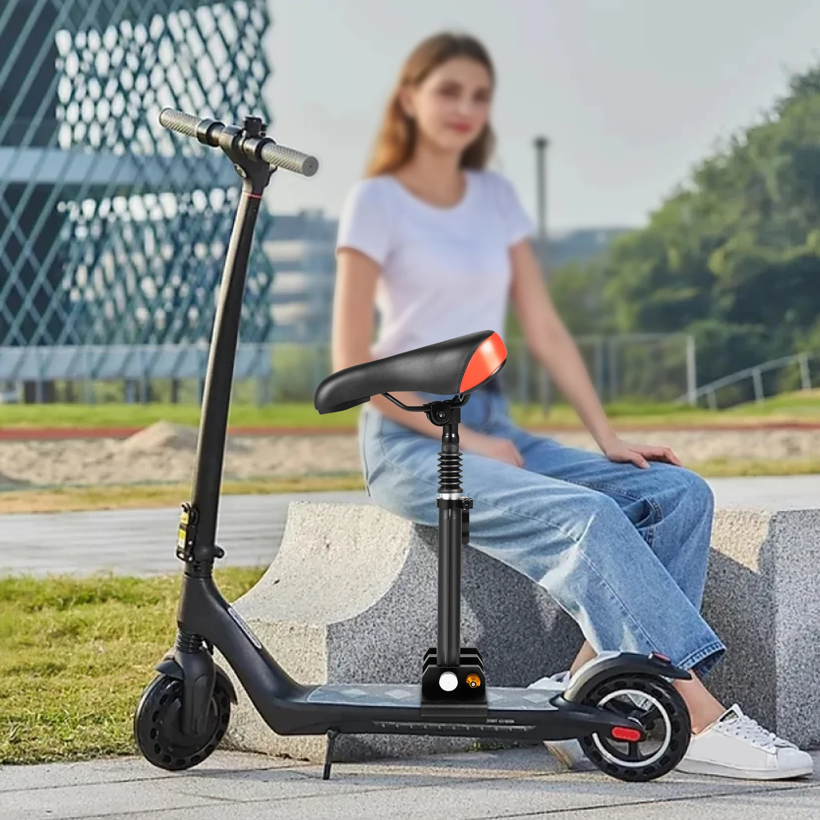 

Shock-Absorbing Scooter Seat, Universal Foldable and Height-Adjustable Saddle Cushion for Enhanced Riding Comfort