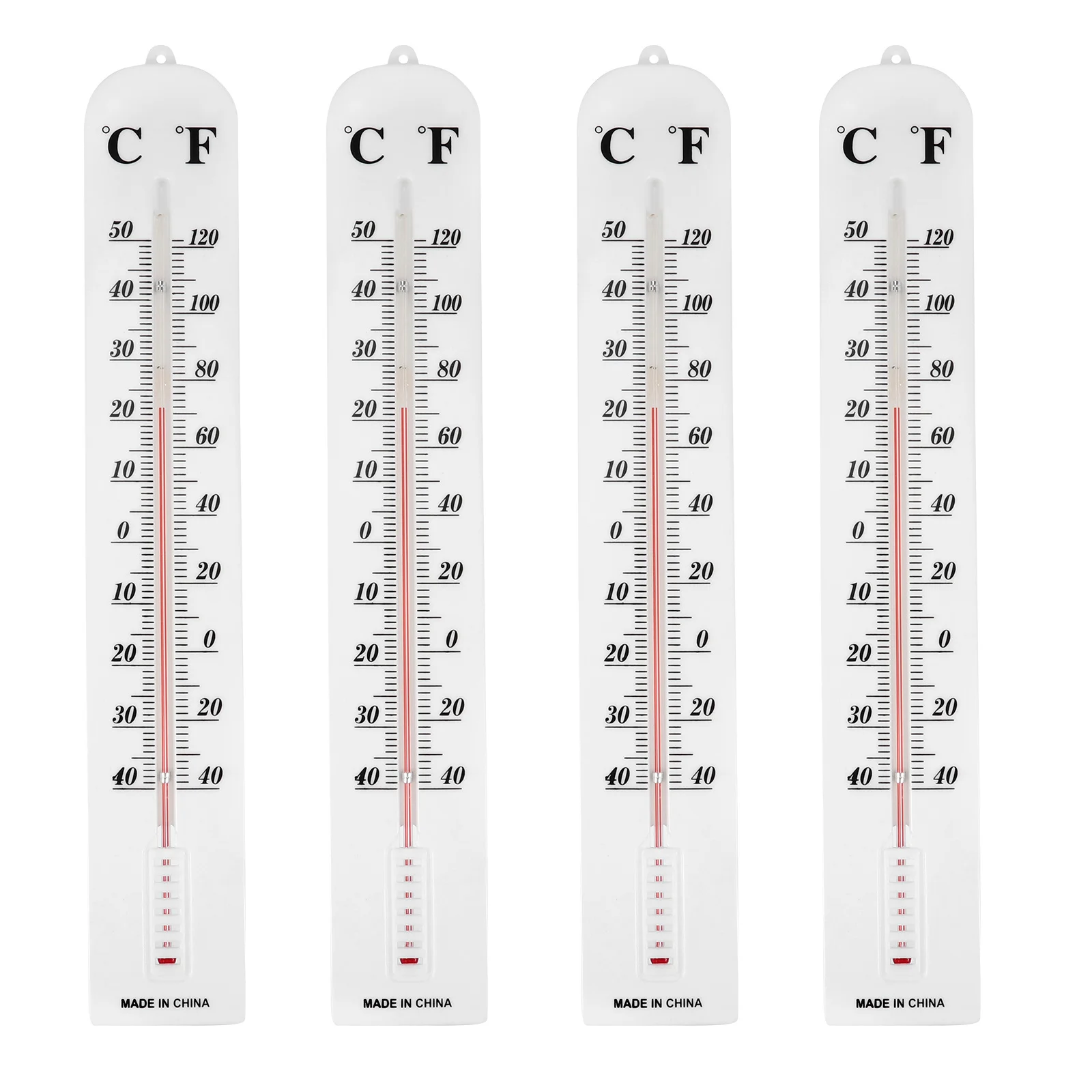 4Pcs Plastic Panel Teaching Thermometers Dual Scale Celsius Fahrenheit Red Glass Core Science School Demonstration Safety