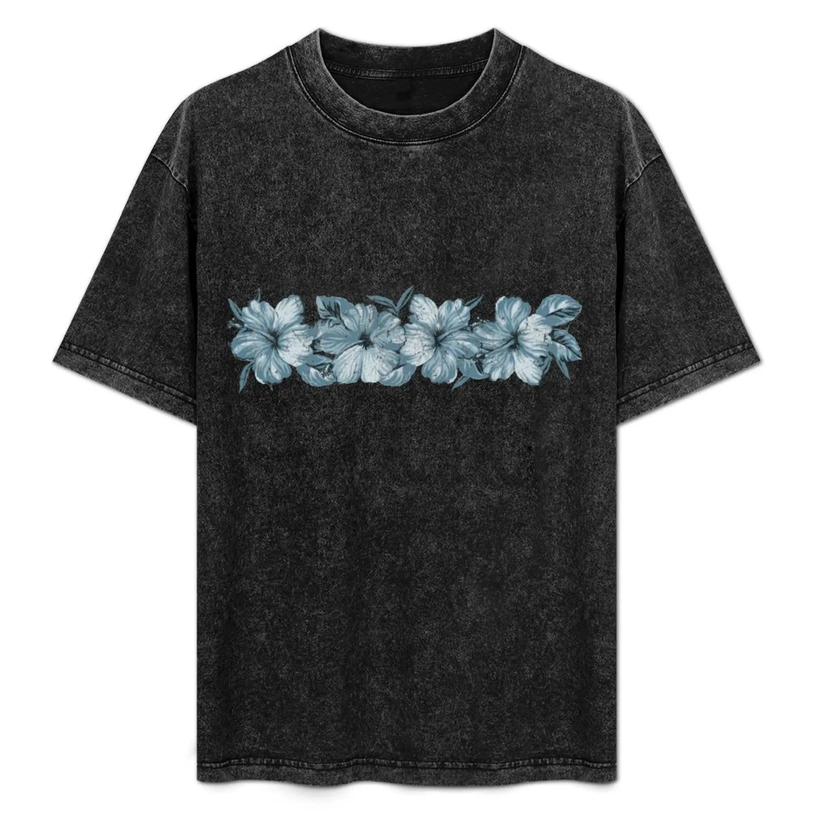 

Lanai Distressed Hawaiian Hibiscus - Steel Blue T-Shirt Festival Short Sleeve T-Shirt
