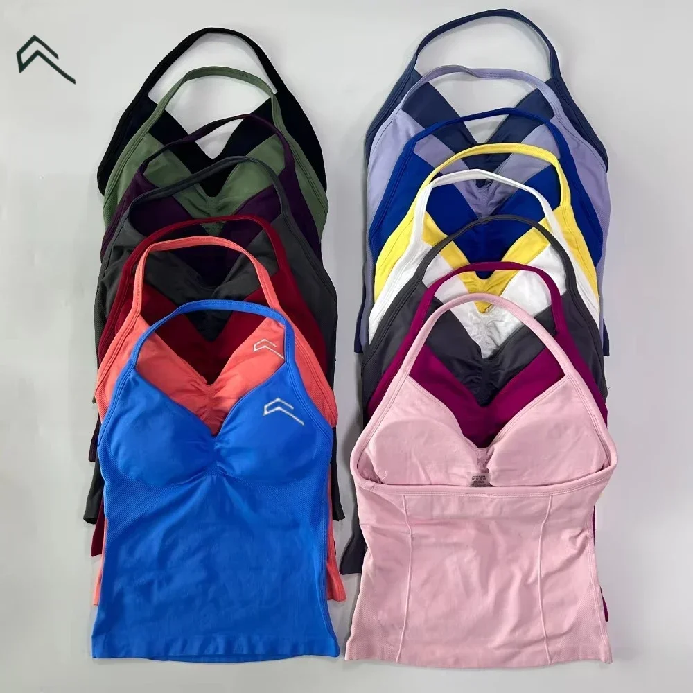 

Oneractive Yoga Halter Neck Strap Summer Hot Girl Long String Strap Pilates Fitness Suit with Built-in Bra Movable Cup Corset