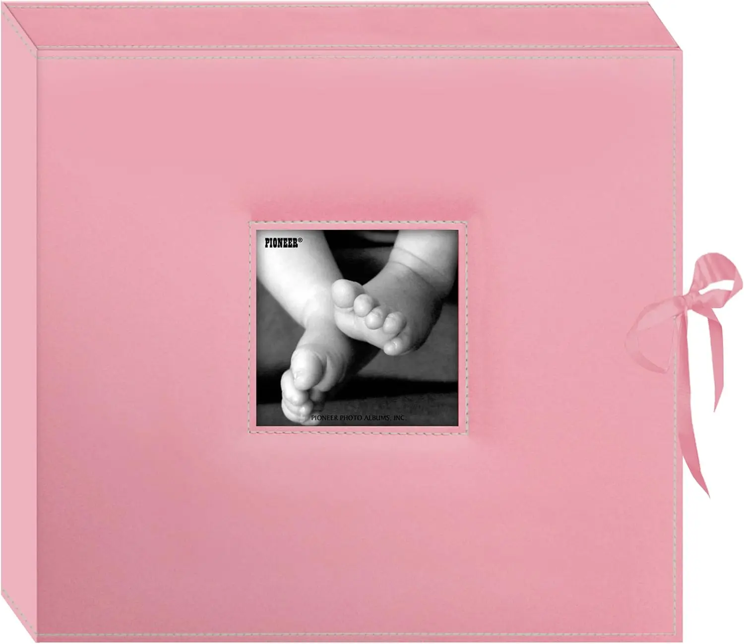 

Pioneer 12 Inch by 12 Inch D-Ring Sewn Leatherette Scrapbook Box, Baby Pink