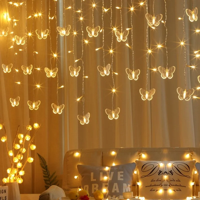 3.5m Butterfly LED STRING Strip Festival Holiday Icicle Curtain LIGHTS CHRISTMAS WEDDING Lamps 100SMD 110V/220V EU/US/UK/AU Plug