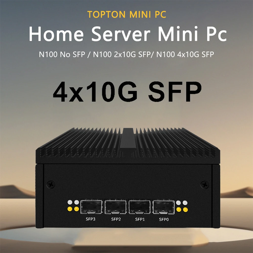 Factory Micro Firewall Appliance Intel N100 Quad Core Fanless Mini PC 2x10G SFP+ 2xi226-V 2.5G Network Gateway Soft Router PC