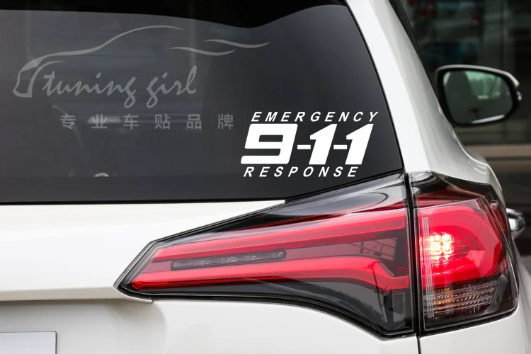 Car Stickers 911 Police Emergency Response Alarm Warming Reflective Decals For Bumper Trunk Window Windshield Motorcycles