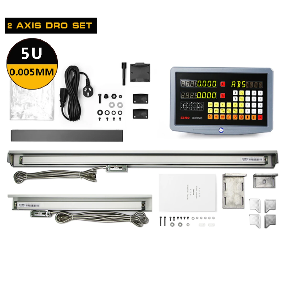 Grating Ruller Sensor SDS2MS 2 Axis Mill DRO Digital Readout Lathe Kit 2PCS 70/1020mm Linear Scale Encoder Optical Grating Ruler