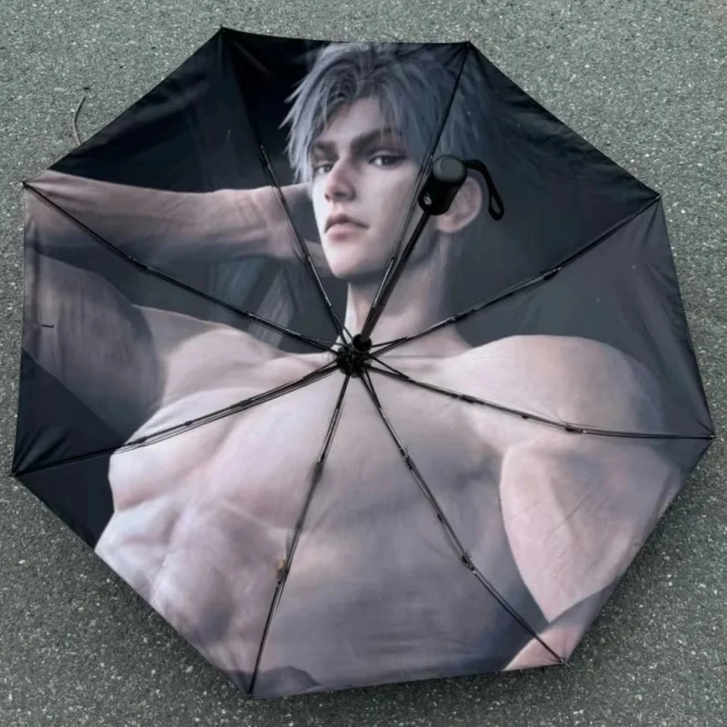 Game Love And Deepspace Sylus Cosplay Vinyl Umbrella Collapsible Rainshade Outdoor Sun Parasol Sunny Rain Dual-Use Xmas Gift