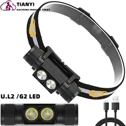 D25 Dual light outdoor strong light multi-functional headlight fixed focus type c charging 18650 lithium battery