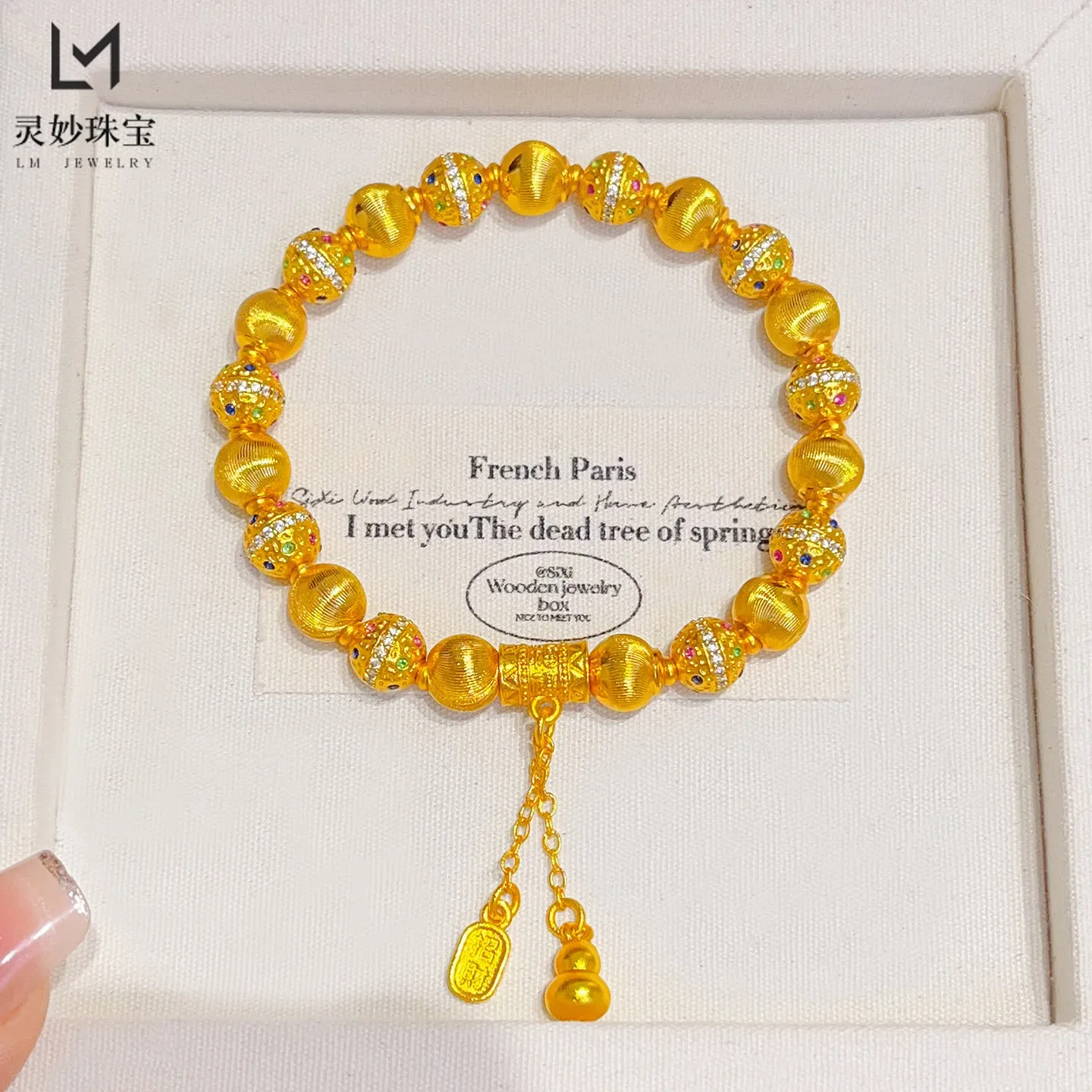 Cynlo Jewelry Precious Bracelet Women's 24K Gold AU999 - Exquisite Cat's Eye Tassel, Cute Color Diamond & Planet, Friend Gift Op