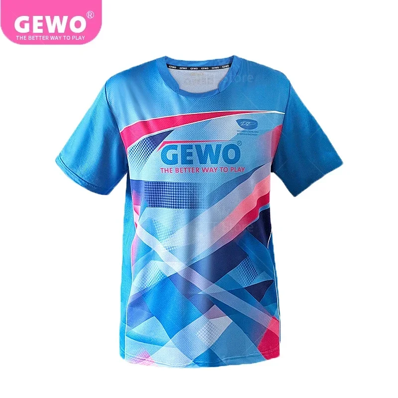 Original GEWO Table Tennis Sport Shirt Cologne Shirt Aruna Quadri Table Tennis Jersey T-shirt for Men Women Ping Pong Clothes