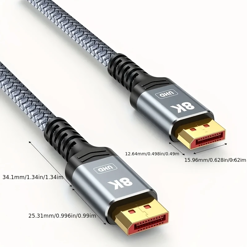 Ultra-high definition display port cable 1.4, 8K DP electrical (8K@60Hz, 4K@144Hz, 2K@240Hz) HBR3 supports 32.4Gbps, HDCP 2.2,