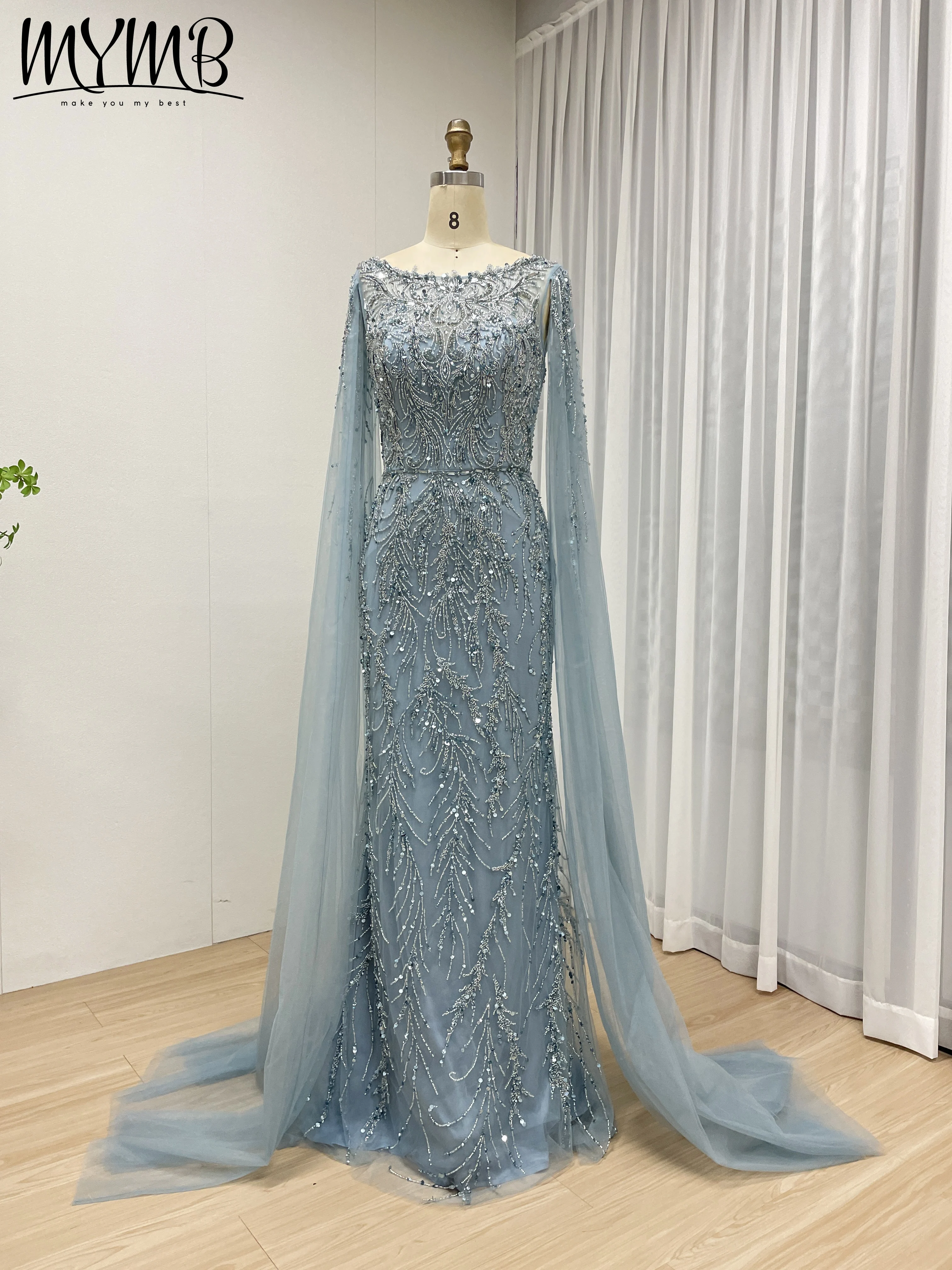 MYMB Light Blue Beaded Long Sleeve Evening Gown with Sheer Cape For Women Wedding Party Gowns Customized hot sales MB40386 - AliExpress 320 MYMB Light Blue Beaded Long Sleeve Evening Gown with Sheer Cape For Women Wedding Party Gowns Customized hot sales MB40386 - AliExpress 320